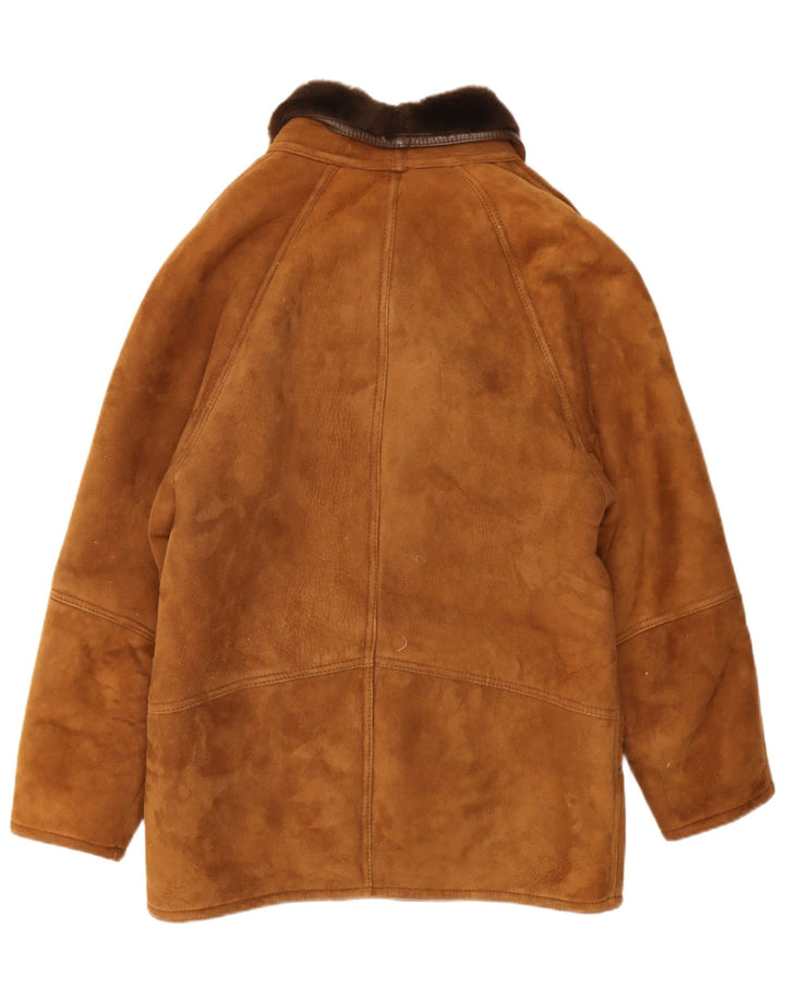 Vintage Herren Shearling Jacke IT 48 Mittelbraun