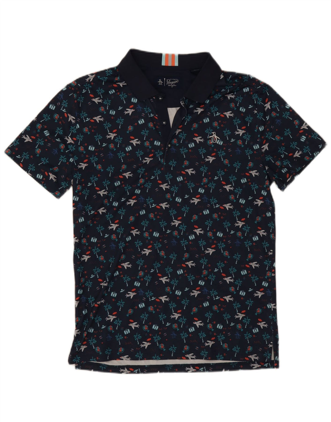 Penguin Herren-Poloshirt mit Grafik, Größe S, Marineblau, Polyester