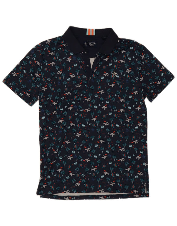 Penguin Herren-Poloshirt mit Grafik, Größe S, Marineblau, Polyester
