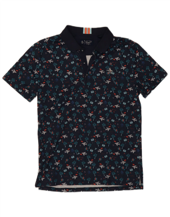 Penguin Herren-Poloshirt mit Grafik, Größe S, Marineblau, Polyester