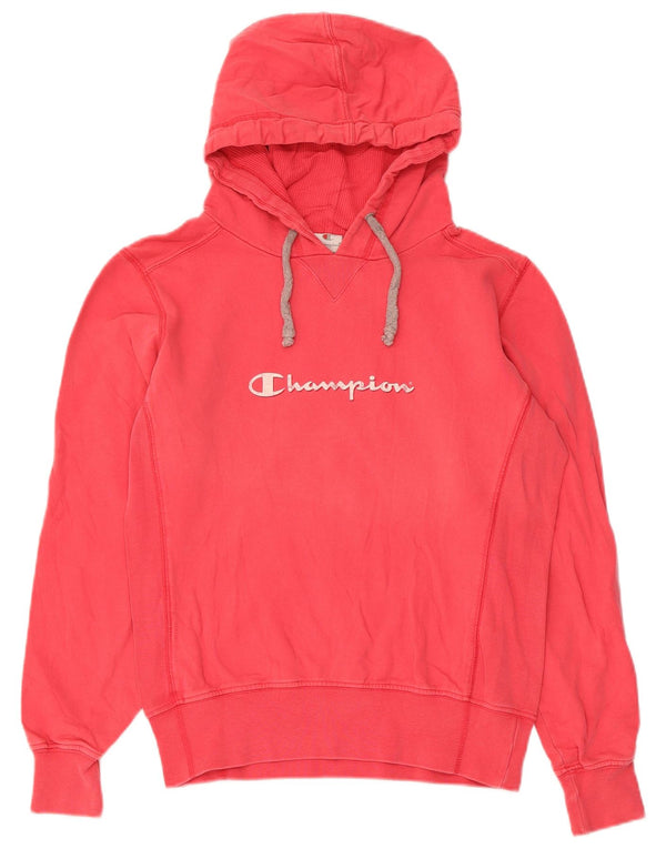 Champion Womens Graphic Hoodie Pullover UK 14 Mittelrote Baumwolle