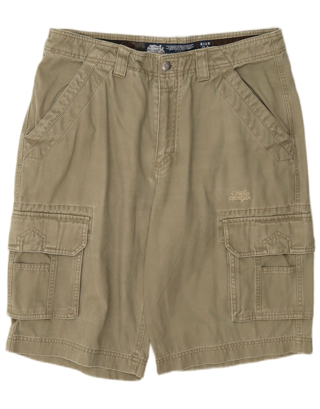 Weird Fish Herren-Cargo-Shorts W34, große Khaki-Baumwolle