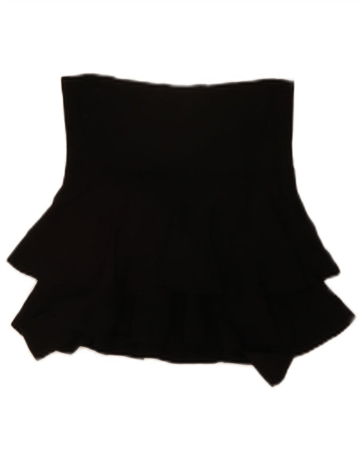 ZARA Damen Mini-Stufenrock, Größe S, W28, Schwarz, Viskose