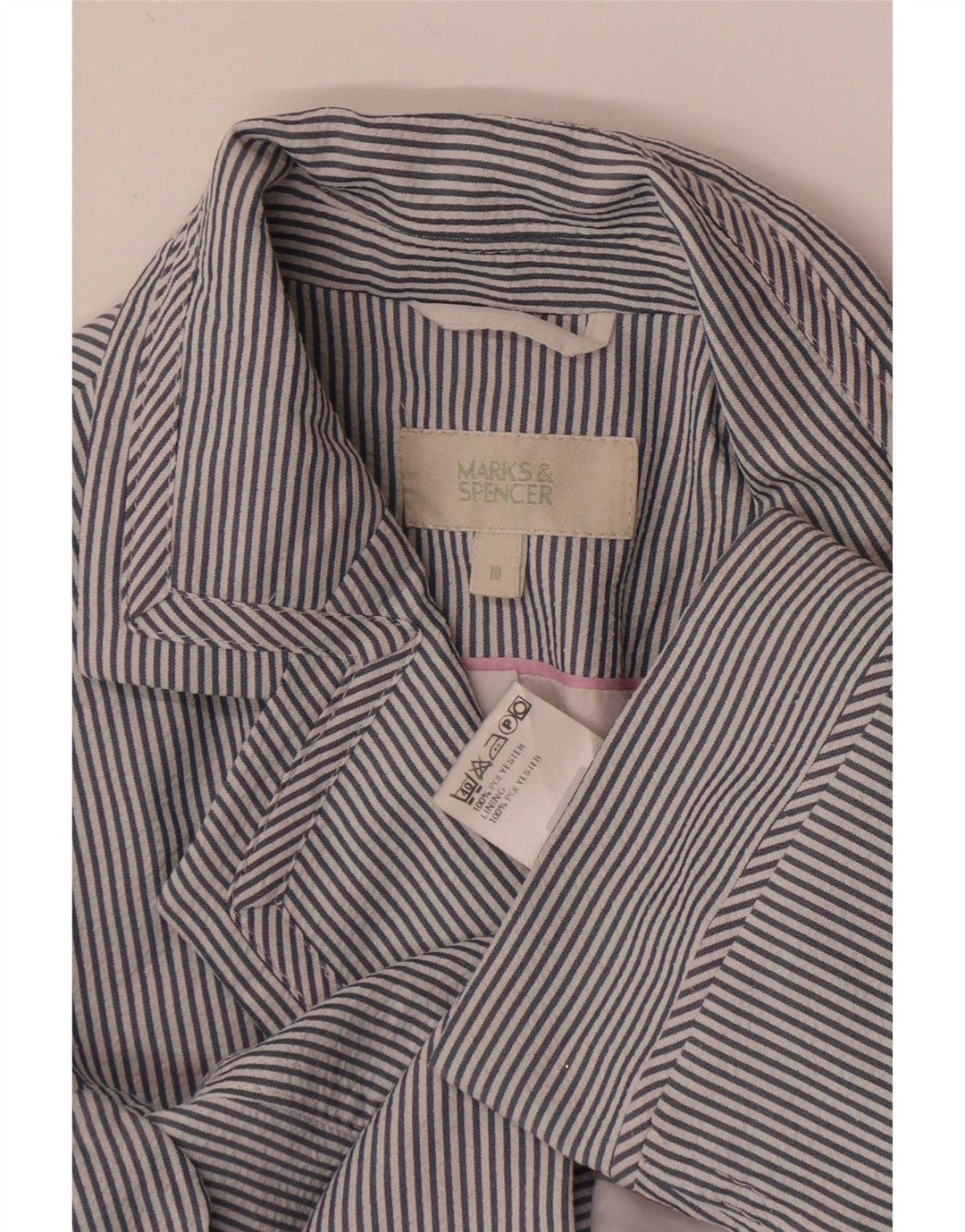 Marks & Spencer Damen-Blazer mit 1 Knopf, Gr. 10, klein, blau, Nadelstreifen