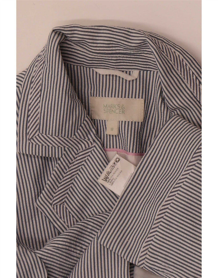Marks & Spencer Damen-Blazer mit 1 Knopf, Gr. 10, klein, blau, Nadelstreifen
