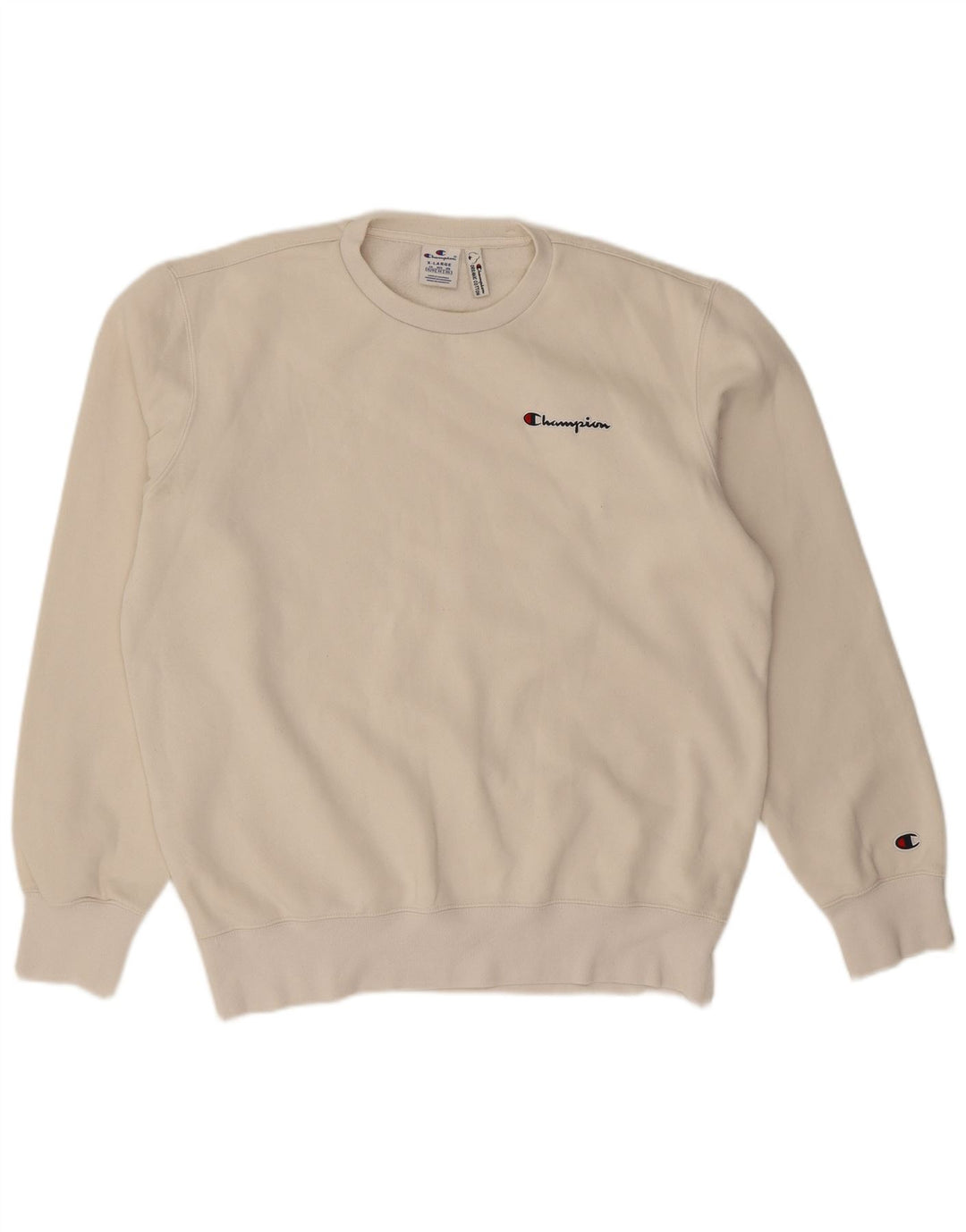 Champion Herren-Sweatshirt-Pullover XL aus weißer Baumwolle