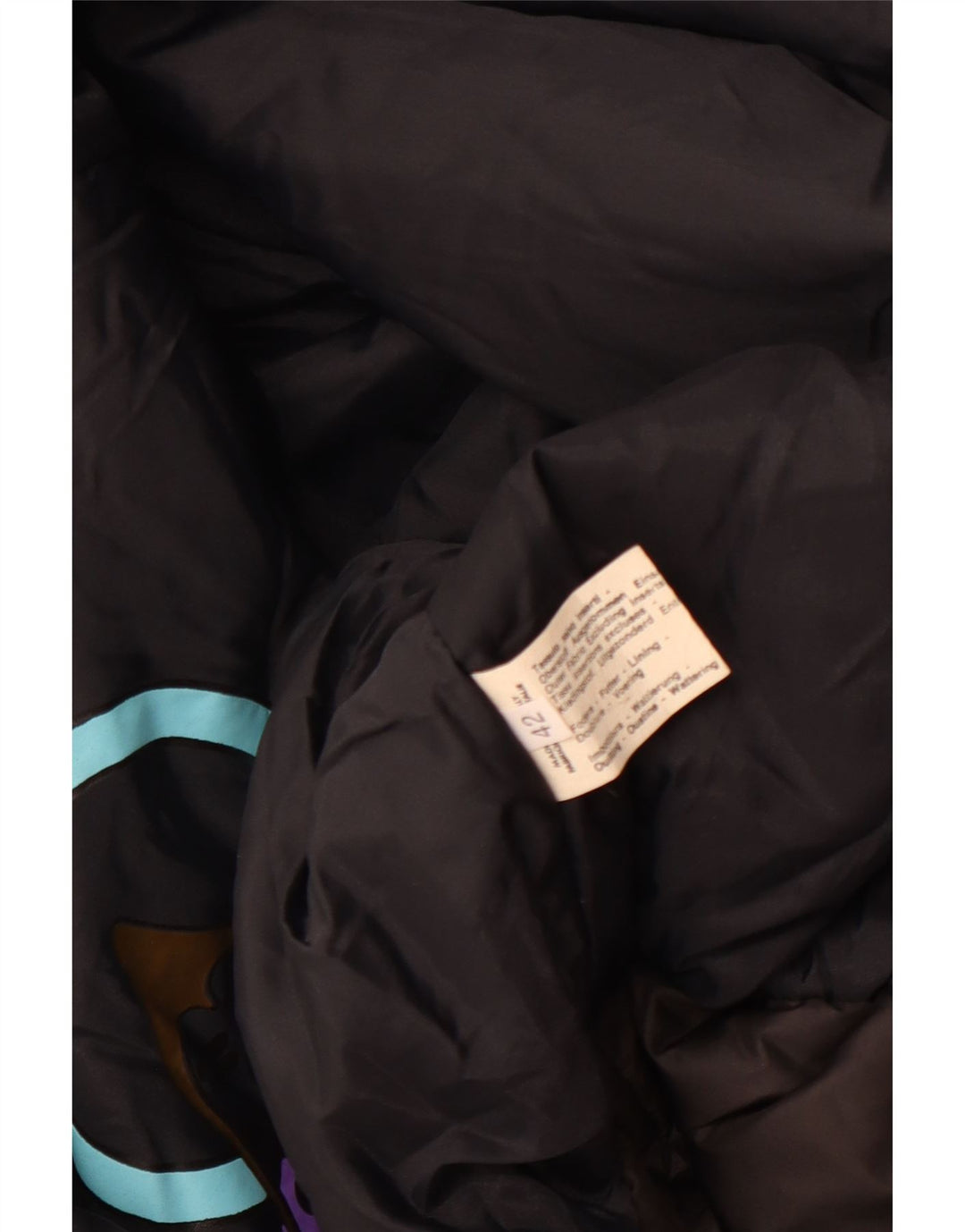 Vintage Damen Windjacke EU 42 Großes schwarzes geometrisches Polyester