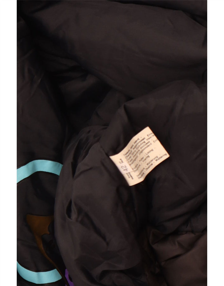 Vintage Damen Windjacke EU 42 Großes schwarzes geometrisches Polyester