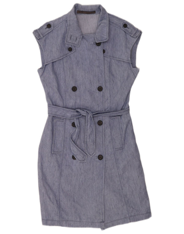 Zara Damen Militär-Ärmelloses Etuikleid UK 12 Mittelblau
