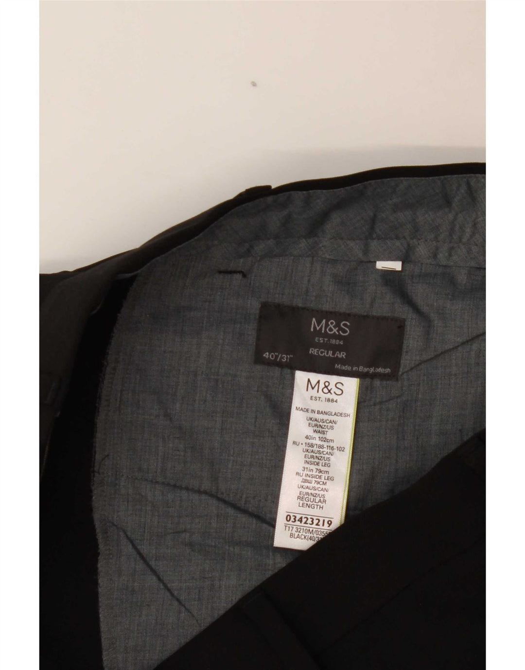Marks & Spencer Herren-Anzughose, normal, W40, L31, Schwarz, Polyester