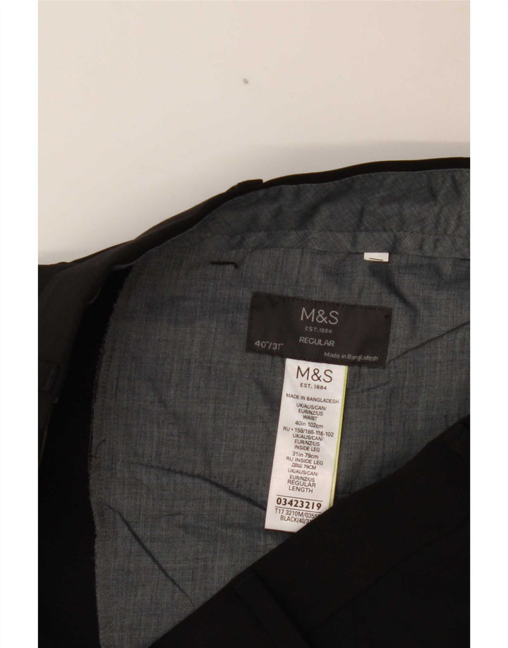 Marks & Spencer Herren-Anzughose, normal, W40, L31, Schwarz, Polyester