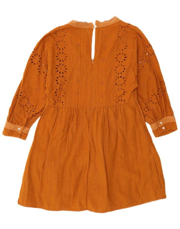 Zara Damen Playsuit A-Linien-Kleid mit 3/4-Ärmeln, UK 6, XS, Orange geblümt
