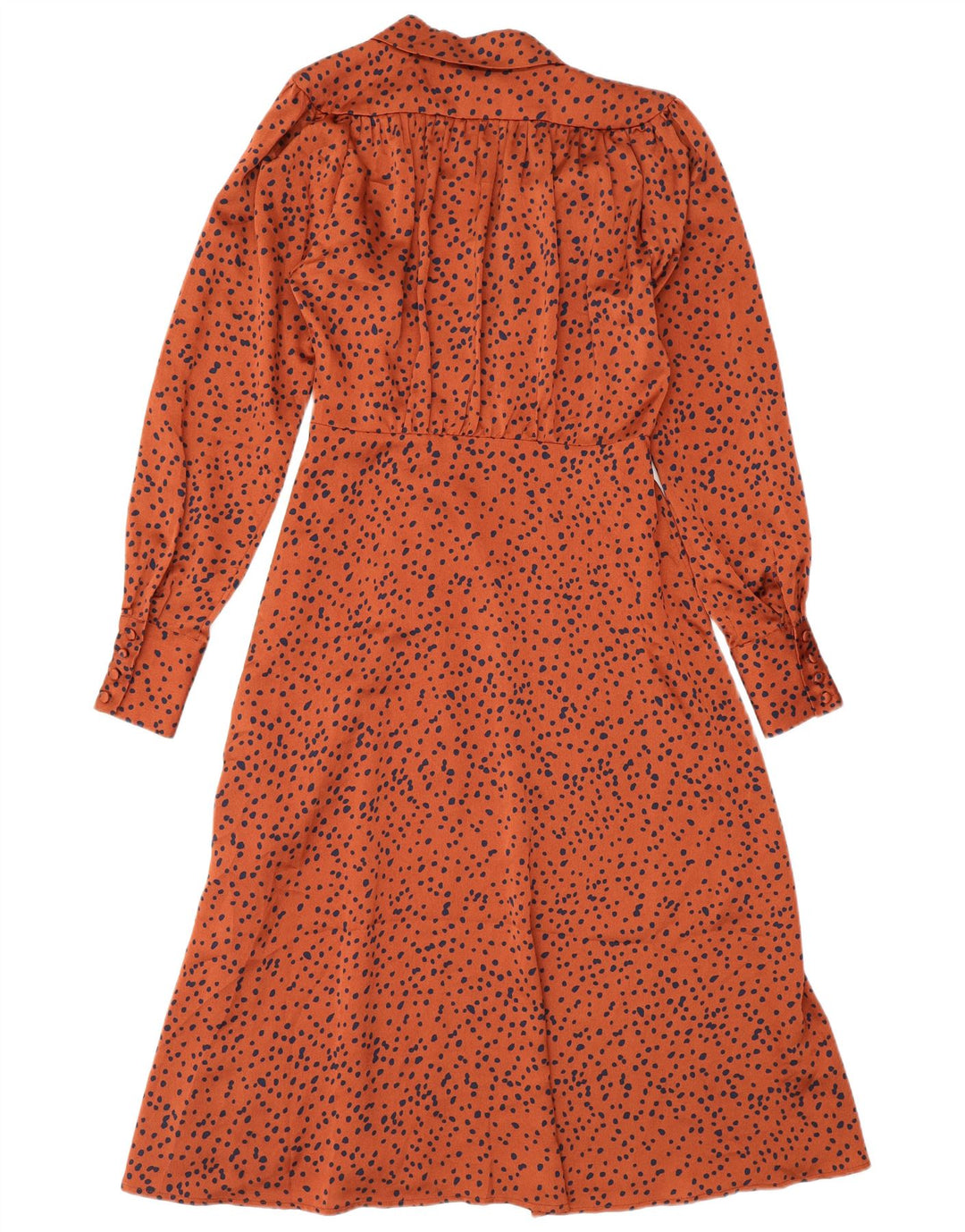 FRNCH Damen-Maxikleid mit langen Ärmeln, UK 10, Größe S, orange geflecktes Polyester