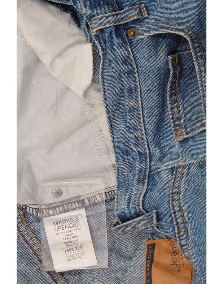 Marks & Spencer Herren Straight Jeans W44 L31 Blaue Baumwolle