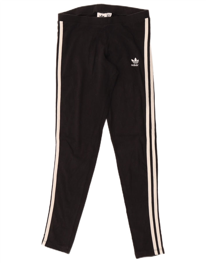 Adidas Damen Leggings UK 10 Small Schwarz Baumwolle