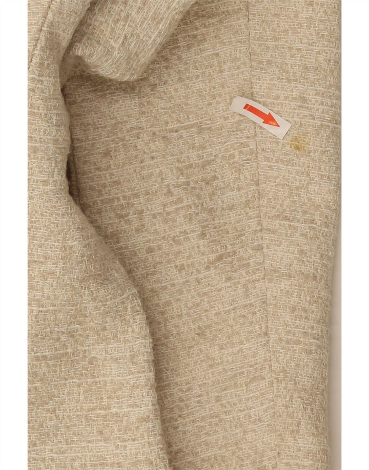 Offene Blazerjacke für Damen von Zara, UK 12, mittelbeige gefleckte Baumwolle