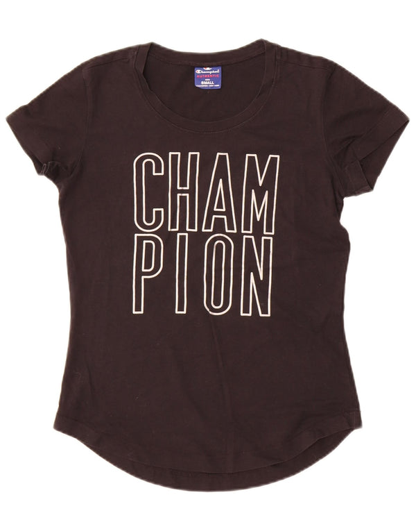 Champion Damen Grafik-T-Shirt-Oberteil UK 10 Small Schwarz