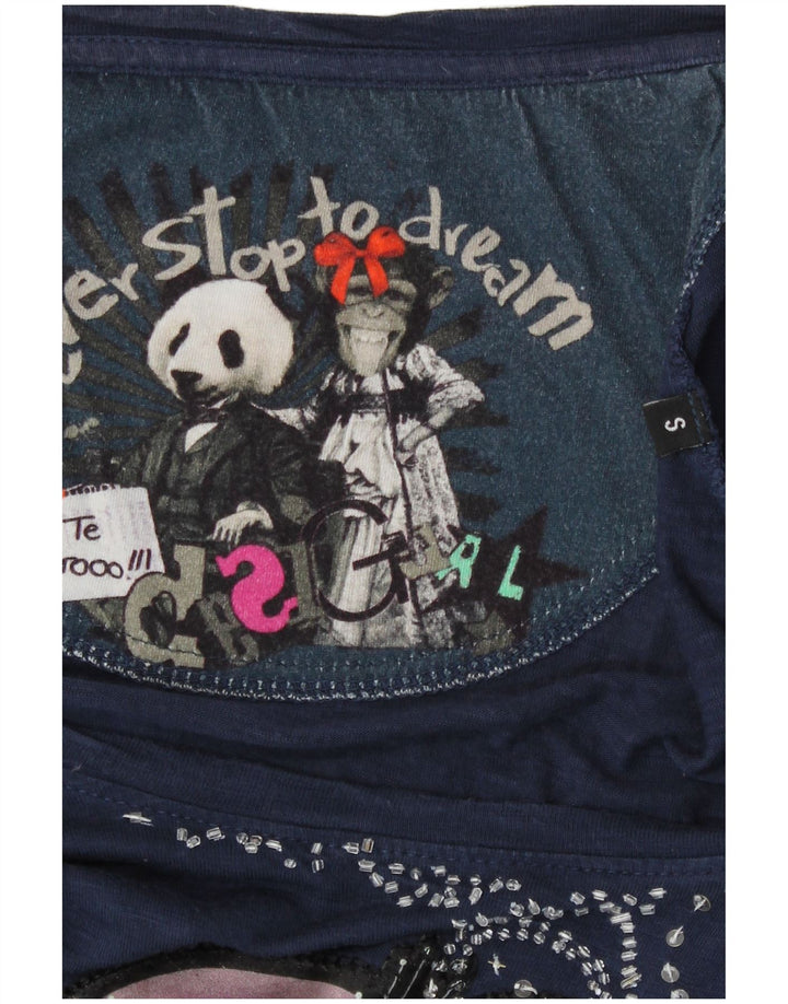 Desigual Damen-Bluse mit abstraktem Muster, Gr. 10, Marineblau