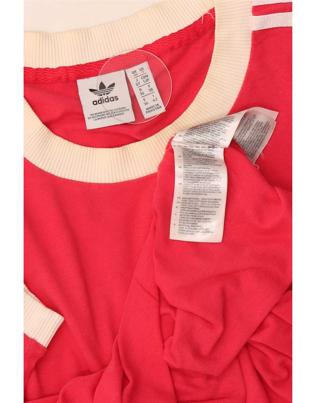 Adidas Damen T-Shirt Top UK 10 Small Rot Baumwolle