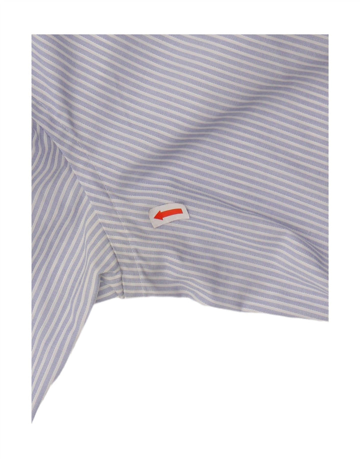 MASSIMO DUTTI Herrenhemd Größe 15 38 Mittelblaue Nadelstreifen-Baumwolle