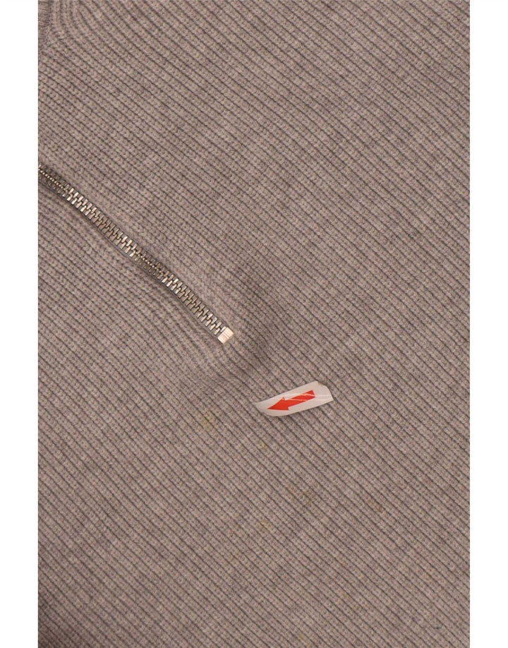 Marks & Spencer Herren-Pullover mit Reißverschluss am Hals, groß, aus grauem Polyester