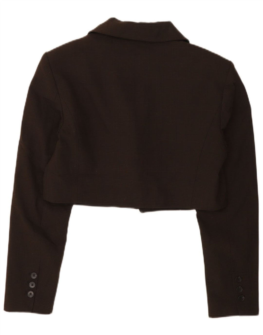 Zara Damen Crop 1 Button Blazer Jacke UK 16 Large Brown Check Polyester