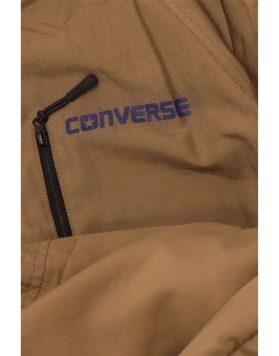 CONVERSE Herren-Windjacke mit Kapuze, UK 36, Größe S, Khaki, Baumwolle