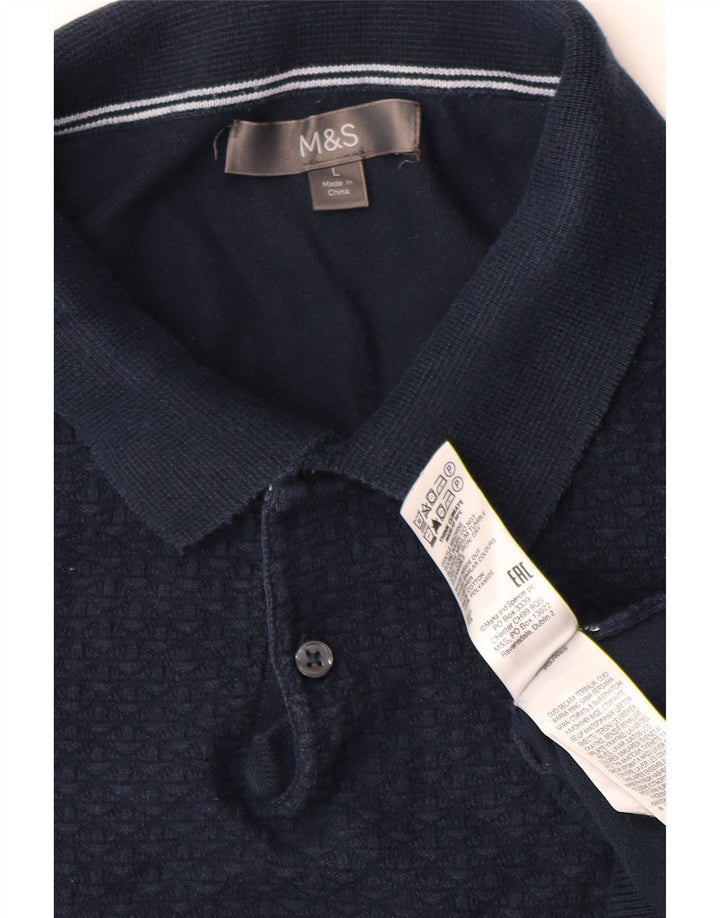MARKS & SPENCER Rollkragenpullover für Herren, groß, marineblau, Baumwolle
