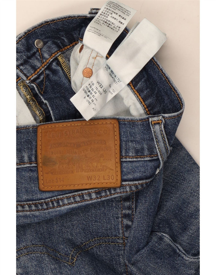 Levi's Herren 514 Distressed Straight Jeans W32 L30 Blaue Baumwolle