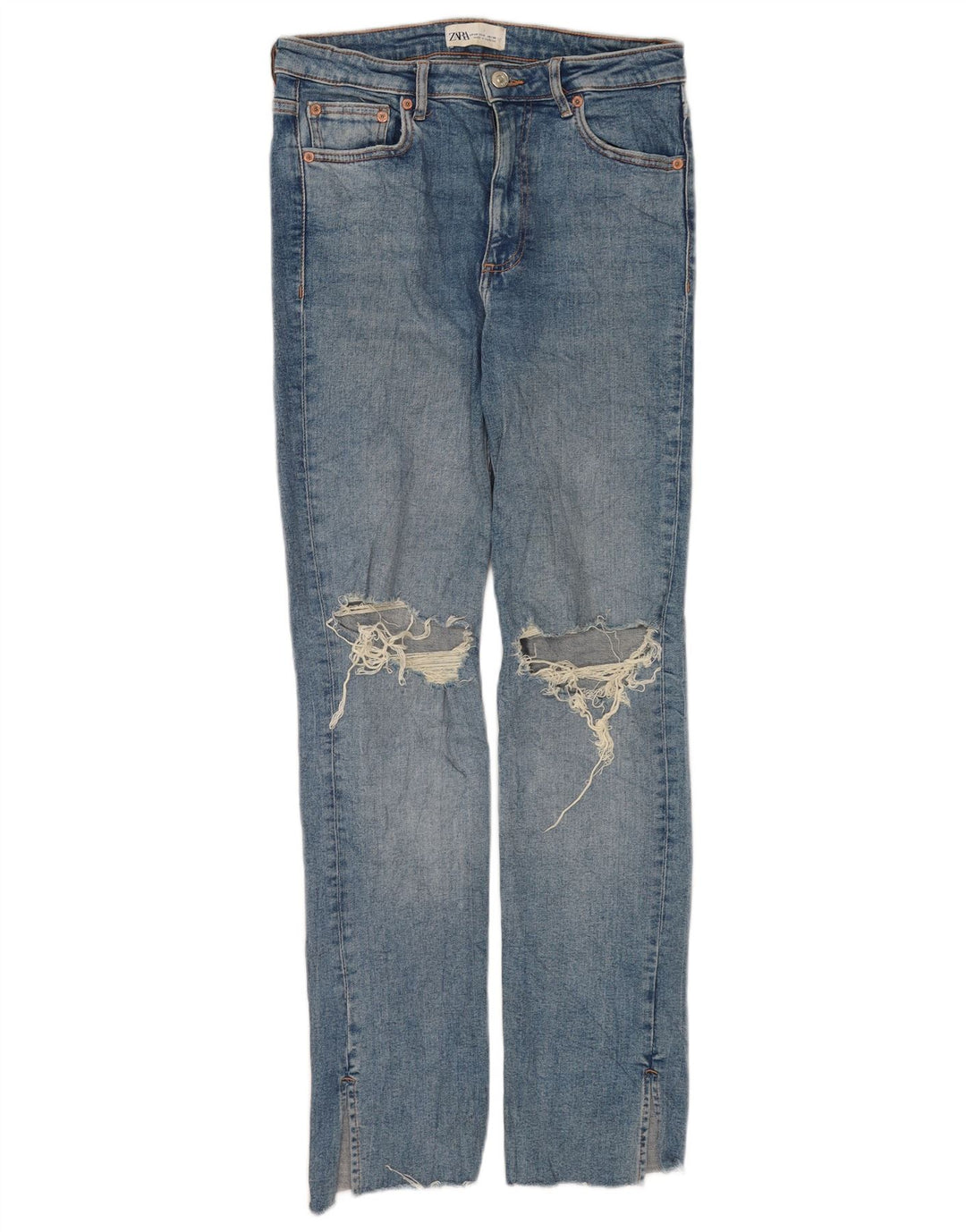 Zara Damen Distressed Slim Jeans EU 40 Medium W30 L31 Blaue Baumwolle