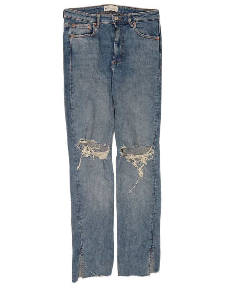 Zara Damen Distressed Slim Jeans EU 40 Medium W30 L31 Blaue Baumwolle