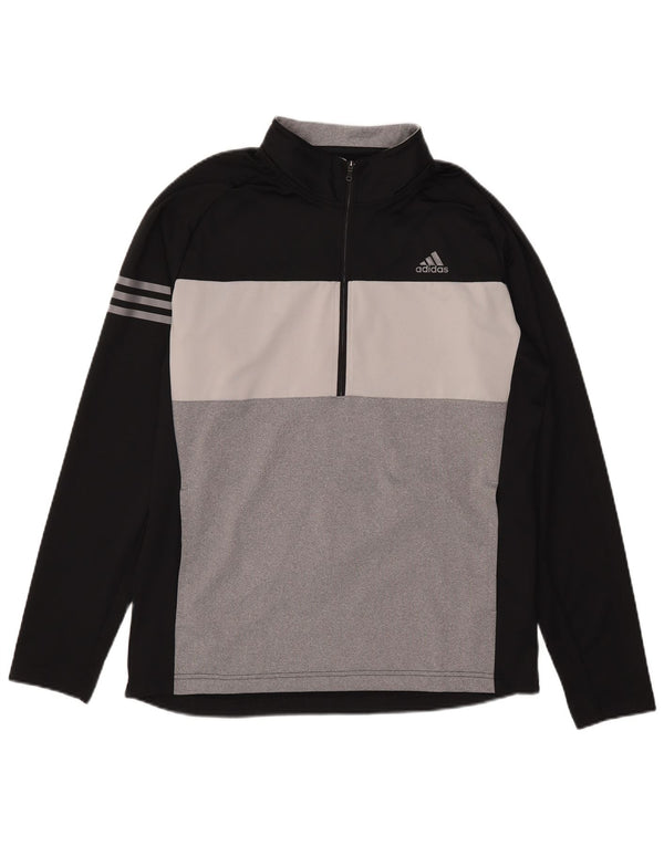 Adidas Herren-Pullover-Trainingsanzugoberteil mit Reißverschluss, Mittelschwarz, Farbblock