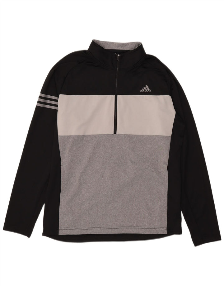 Adidas Herren-Pullover-Trainingsanzugoberteil mit Reißverschluss, Mittelschwarz, Farbblock