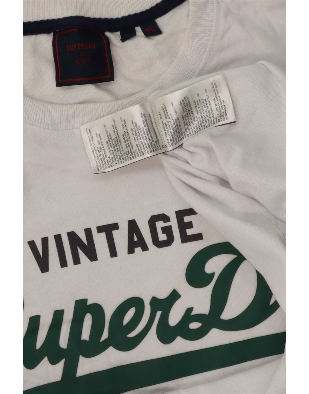 Superdry Herren Grafik-T-Shirt-Oberteil XL aus weißer Baumwolle