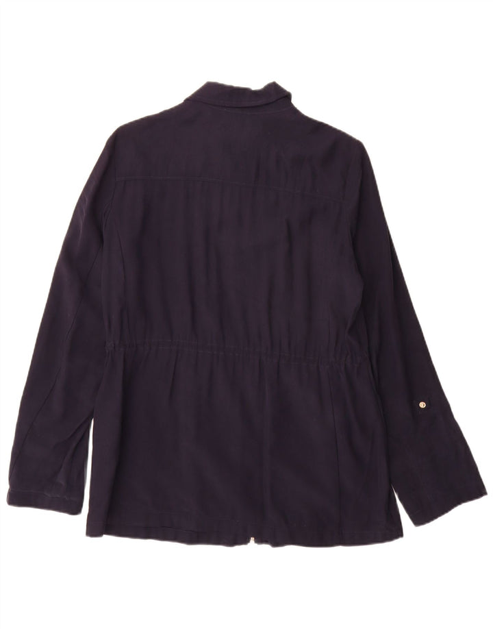 Zara Damen Bomberjacke UK 10 Small Marineblaue Viskose