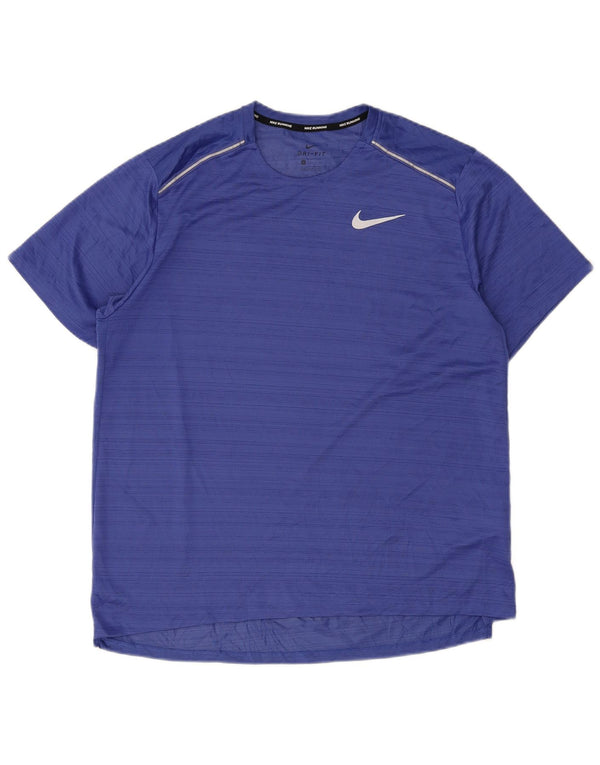 Nike Herren Dri Fit T-Shirt Top XL blau gestreift Polyester