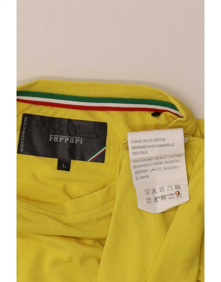Ferrari Herren T-Shirt Top Large Gelb Baumwolle