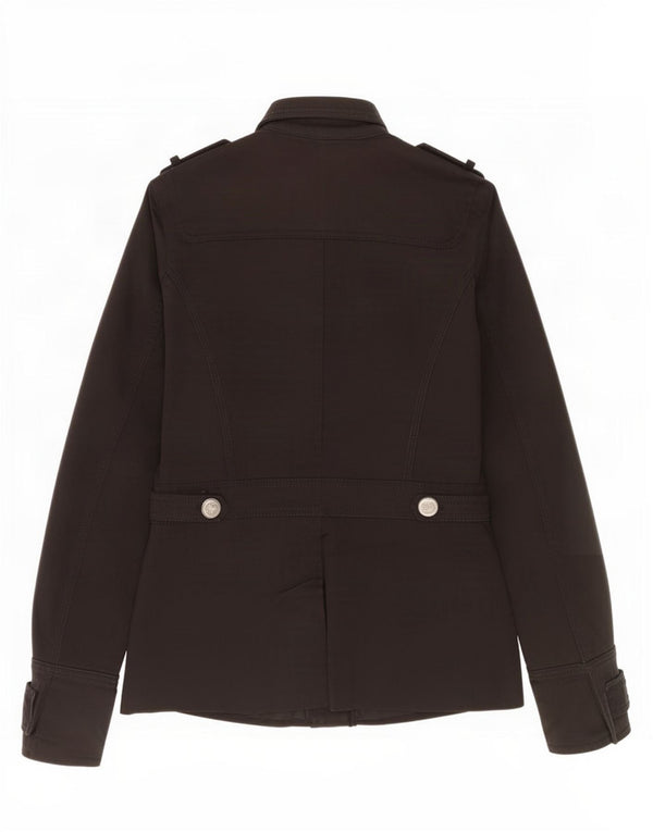 Massimo Dutti Damen Militärjacke UK 10 Small Schwarz Baumwolle