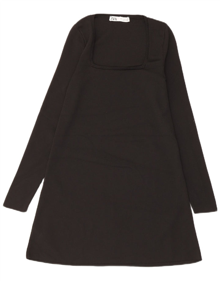 Zara Damen-Langarmkleid in A-Linie, Gr. 10, Größe S, Schwarz, Polyester