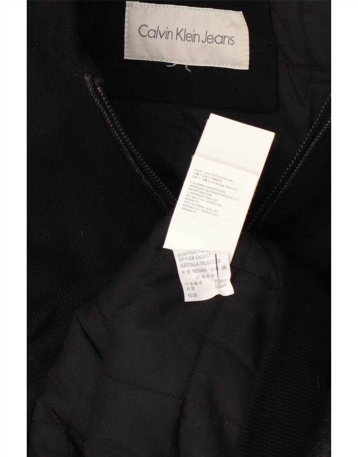 Calvin Klein Herren Bomberjacke UK 44 2XL Schwarze Colourblock-Wolle