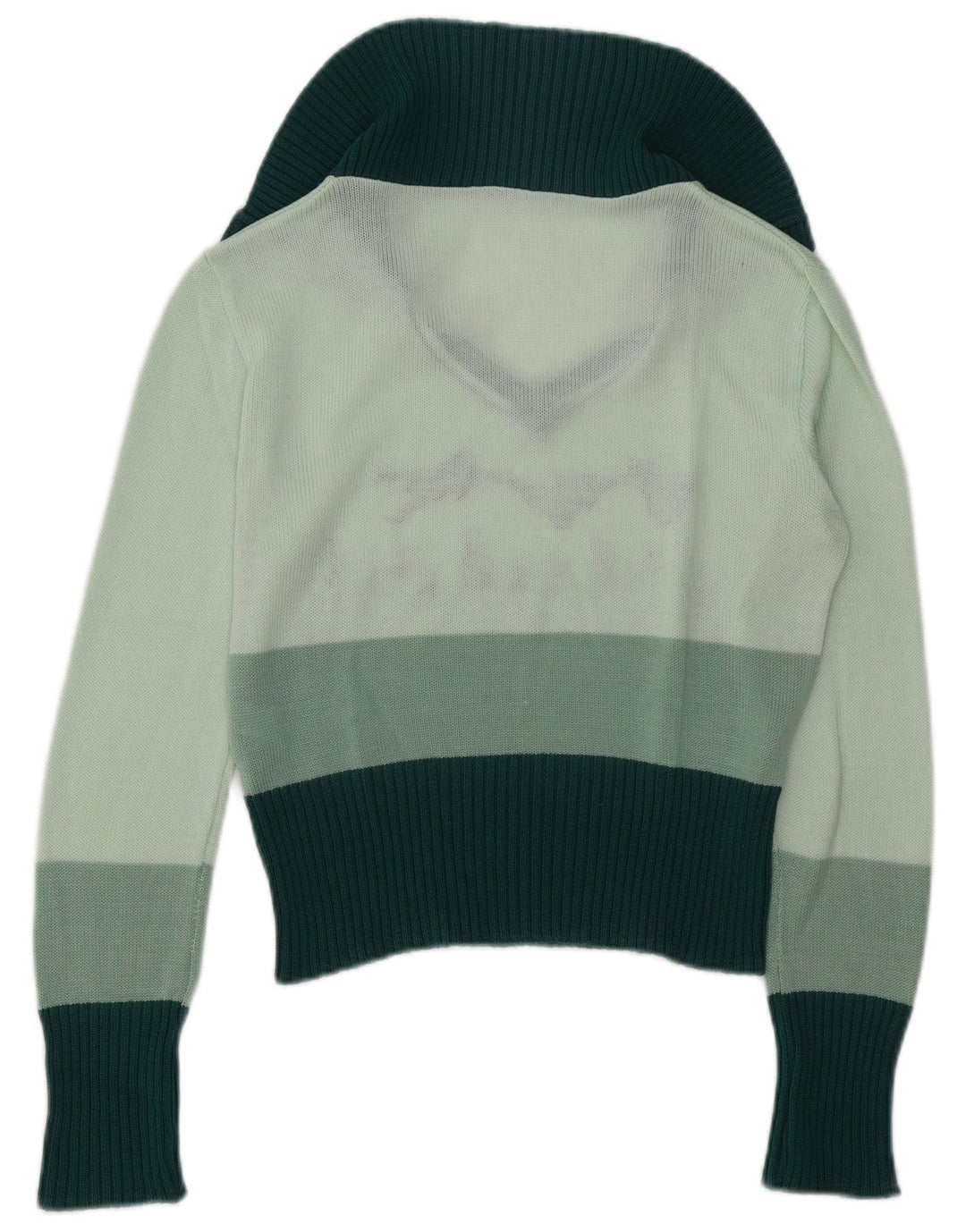 Vintage Damen Pullover mit grafischem Polokragen, UK 14, Mittelgrün