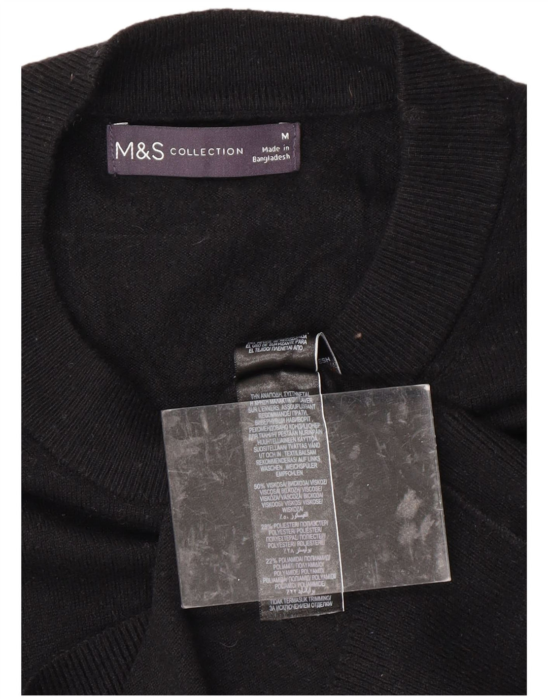 MARKS & SPENCER Damen-Pullover mit grafischem Rundhalsausschnitt, Gr. 14, mittelschwarz