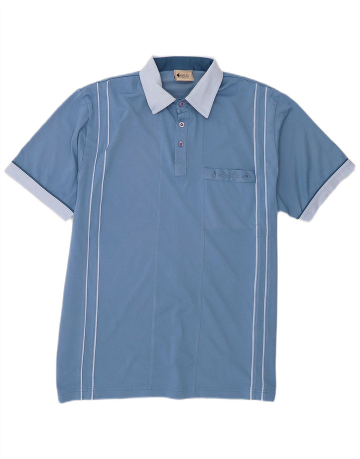 Gabicci Herren-Poloshirt aus mittelblauer Colourblock-Baumwolle