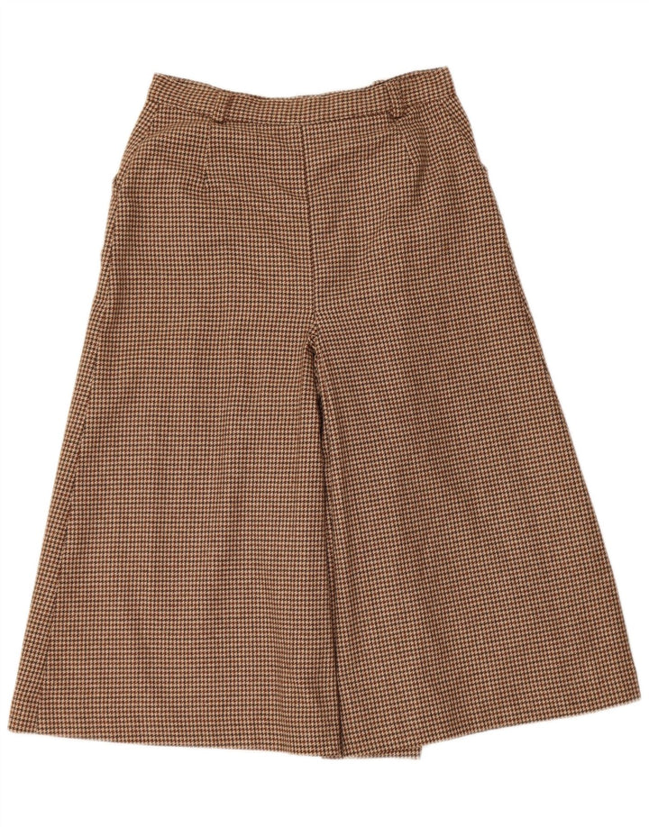 Vintage Damen Caprihose IT 42 Medium W26 Braune Hahnentrittwolle