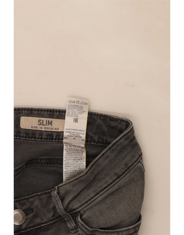 Marks & Spencer Damen Slim Jeans UK 10 Small W27 L29 Graue Baumwolle