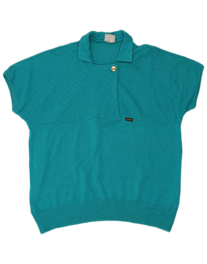 Almira Damen Kurzarm-Pullover mit Polokragen IT 44 Mittelblau