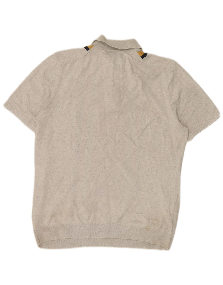 Marks & Spencer Herren-Poloshirt, groß, grau gestreift, Baumwolle
