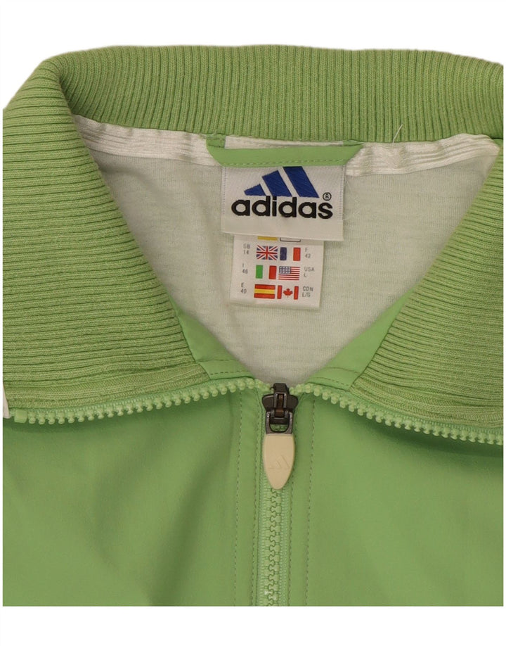 Adidas Damen Trainingsanzug Top Jacke UK 14 Large Grün Polyester