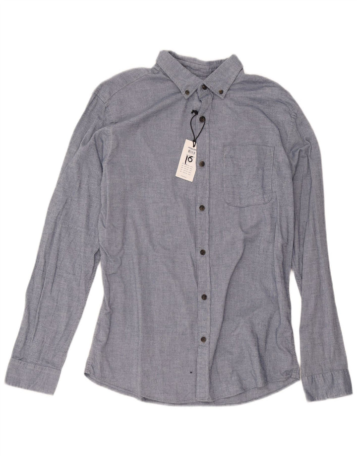 Jack & Jones Herren-Flanellhemd, groß, blaue Fischgräten-Baumwolle