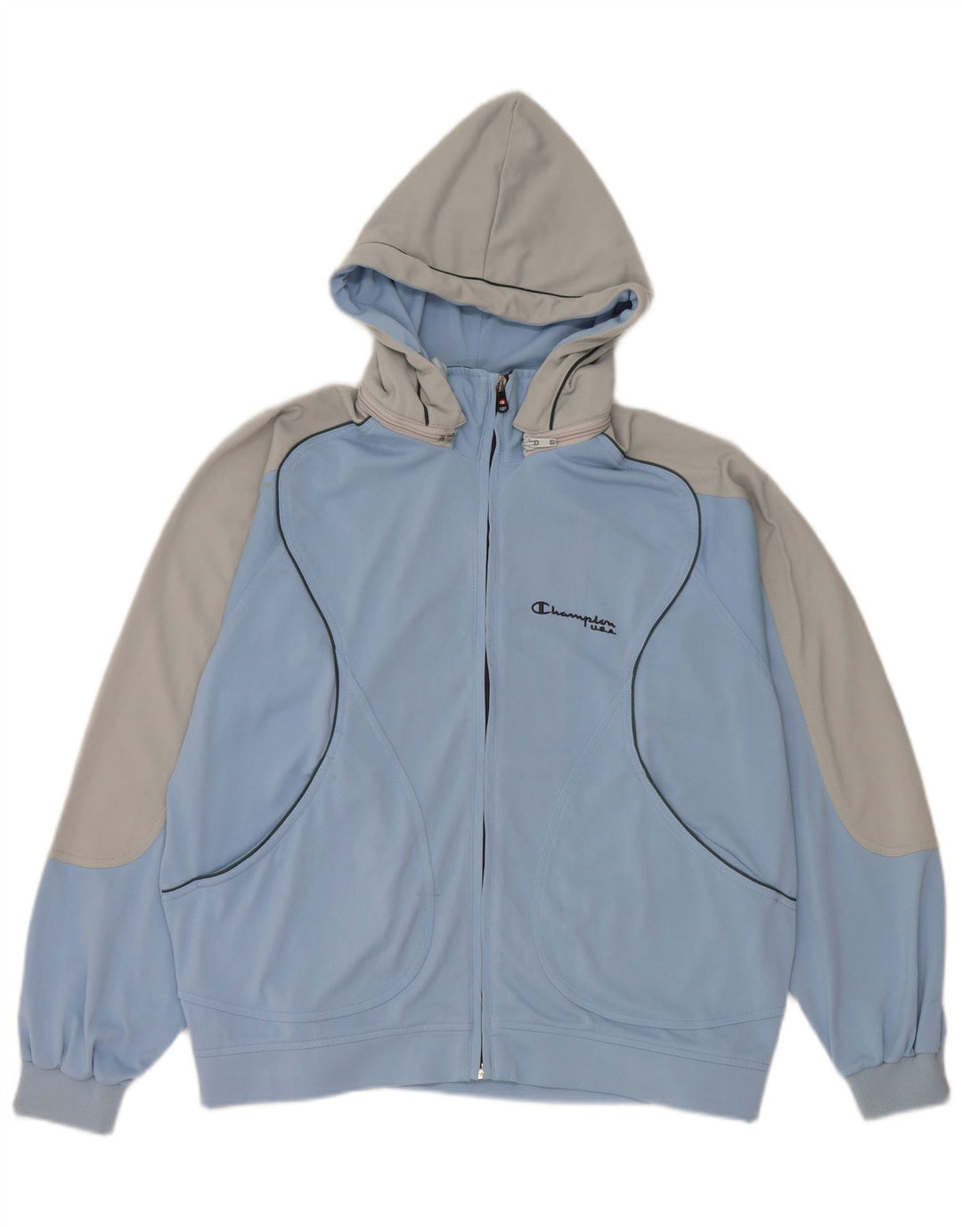 Champion Herren-Trainingsanzug mit Kapuze, Jacke, klein, blau, Farbblock-Polyester